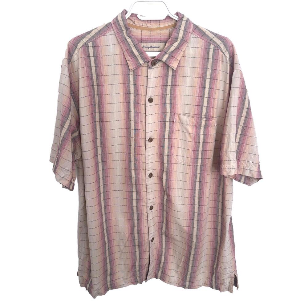 Tommy Bahama Original Fit Silk Blend Stripes Pattern Button-Up Shirt - XL